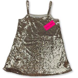 With Jules Big Girls Sleeveless Sequin Swing Dress - Gold